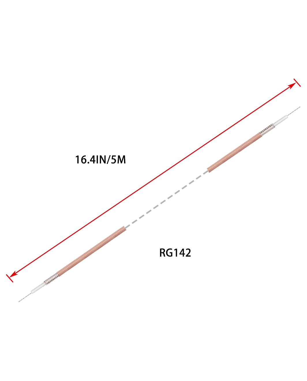 RG142 Cable Low Loss RF Coaxial Cable 16.4FT/5M Brown Silver-Plated Copper Double Shielded Coax