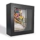 GraduationMall 3D Bilderrahmen Tief Objektrahmen 13x13 cm Schwarzen mit Glasscheibe zum Befüllen für Blumen Medaillen Tickets Wand Tischrahmen Schwarz