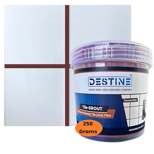 Image of DESTINE READY-TO-MIX inchTILE GROUT inch (16 COLOURS) (ALL PACKS: 100 Gm,250 Gm,400 Gm,800 Gm,1 Kg), Waterproof, Crack Filler, Cement Based Tile Gap Filler (250 Gm, Terracotta)