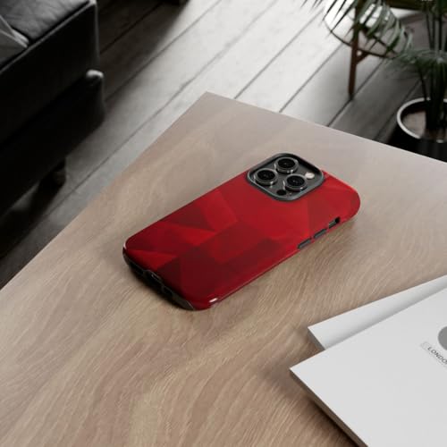 Design géométrique abstrait rouge coque compatible iPhone 14 Pro housse antichoc durable