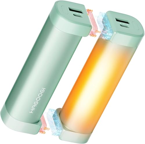 Calentadores de manos recargables, paquete de 2 calentadores de manos magnéticos divididos de 10000 mAh para acampar al aire libre, caza, pesca, esquí, snowboard, menta
