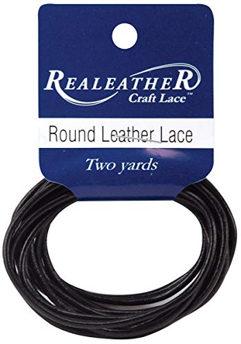 Silver Creek Round Leather Lace 2mm Carded 2 Yards-Black