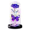 Greenke Mothers Day Rose Gifts for Mom, Galaxy Purple Butterfly Rose in Glass Dome, Light Up Forever Rose Birthday Gifts…