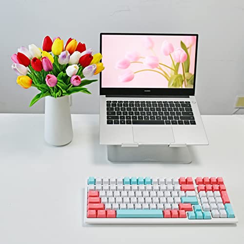 Mandy's 28Pcs Multicolor Artificial Tulip Silk Flowers 13.5" For Home Kitchen Wedding Decorations #TOP7