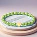 MetJakt Original Handmade Stretch Jewelry Women's Bracelet with 4MM Austrian Crystal and 18K Gold Heart (Olive green-heart)