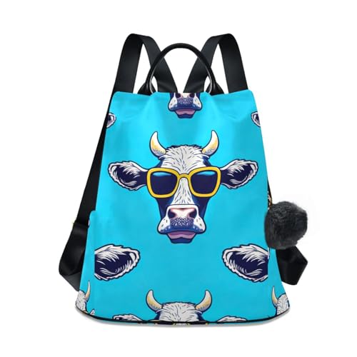 Sac à dos femme bleu Cool Cows avec fermeture éclair pour la ville