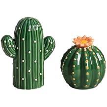 Ceramic Cactus Shape Salt & Pepper Shakers Set, Hand-Painted Cactus Salt and Pepper Shakers, 2 PCS Set