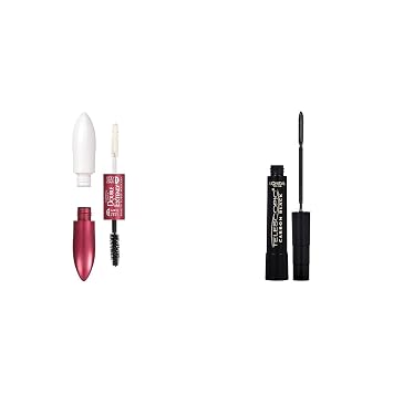 LOreal Paris Makeup Double Extend Beauty Tubes Lengthening 2 Step Mascara, Blackest Black, 0.33 fl. oz. & Makeup Telescopic Original Lengthening Mascara, Carbon Black, 0.27 Fl Oz Pack of 1