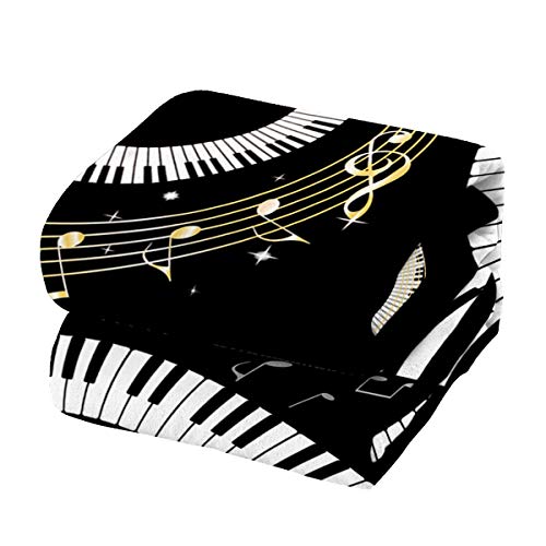 Flannel Fleece Bed Blanket 60 X 80 Inch Music Decor Throw Blanket Lightweight Cozy Plush Blanket For Bedroom Living Rooms Sofa Couch - Abstract Musical Notes With Piano #TOP5