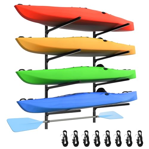 ZSLTLDU Kayak Storage Rack, Kayak Wall Mount Rack, Kayak Rack for Garage, 4 Tier Adjustable Kayak Racks for Hanging Indoor Outdoor Holds 400 LBS by ZSLTLDU - Used condition - US$66.42