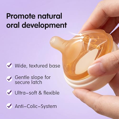 Image of Silicone Bottle Nipple, Anti Colic Nipples for Baby, Natural Flow Baby Bottle Silicone Nipple,Medium Flow (M), 3+ Months, 4 Counts (Pack of 1