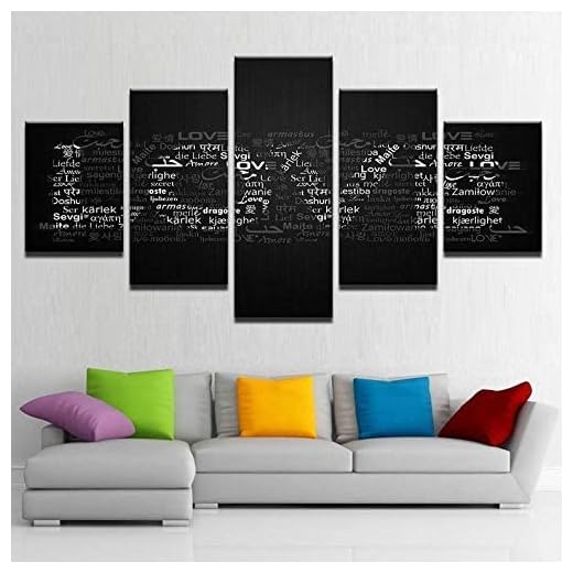 Lienzo 5 Piezas Cuadro Lienzo No Tejido Letras De Collage De Cartas De Amor Con Marco 150 X 100 Cm 5 Carteles Pintura Mural Modernos Hogar Decoracion Artes