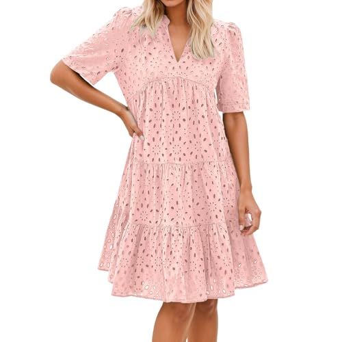 Robe de plage rose en dentelle pour femme en taille M