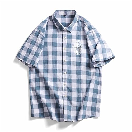 Chemise slim fit homme casual à carreaux en taille 4XL bleu