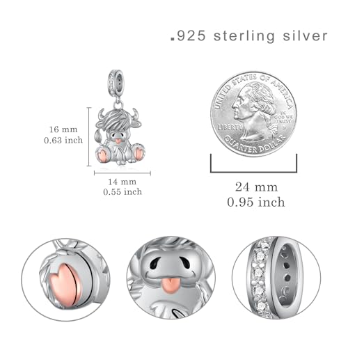 Highland Cow/Duck/Guinea Pig Charm 925 Sterling Silver Animal Charms for Bracelets Cute Animal Jewelry Gifts for Women4
