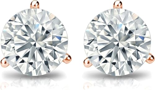 The Diamond Deal IGI Certified .50ct to 5.00 Carat Round Brilliant Lab-Grown Diamond 3-Prong Stud Earrings in 14k Yellow, White or Rose Gold With Push Back Closure