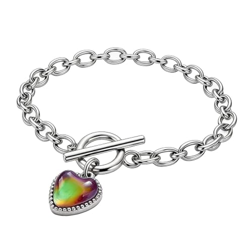 Collier Changeant de Couleur Bracelets Élégants à Fermoir en T | Bracelets Chaîne Humeur Pour Femmes Petites Amies Épouses Sœurs Mères Vacances Anniversaire Mariage Port Rendez-Vous Bracelet
