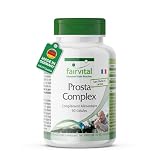 fairvital Complexe Prosta, VÉGÉTALIEN, HAUTEMENT DOSÉ, 90 gélules, avec sélénium, zinc, palmier nain, lycopène, bêta-sitostérol et opuntia