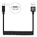 ONE PIX Coiled Micro USB Cable, Coiled Android Charger Cable for Car Android Phones Galaxy S5 S6 S7 Edge, Note 6 5, Kindle - Black
