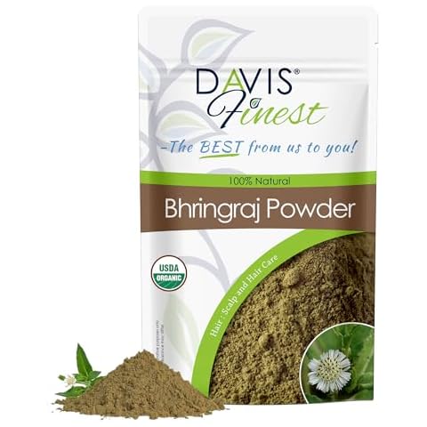 Davis Finest Bhringraj Powder 250g, 100% Pure Natural Ayurvedic Hair Mask Prevents Hair Loss, Hair Fall, Split Ends, Damaged Thinning Hair, Promotes Hair Growth, Beautiful Shine Hair Cover