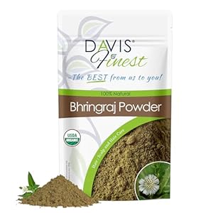Davis Finest Organic Bhringraj Powder 100g, Healthy Scalp, Hair Growth, Pure & Natural Essential Ayurvedic Hair Mask for Hair Loss, Hair Fall, Split Ends, Damaged Thinning Hair