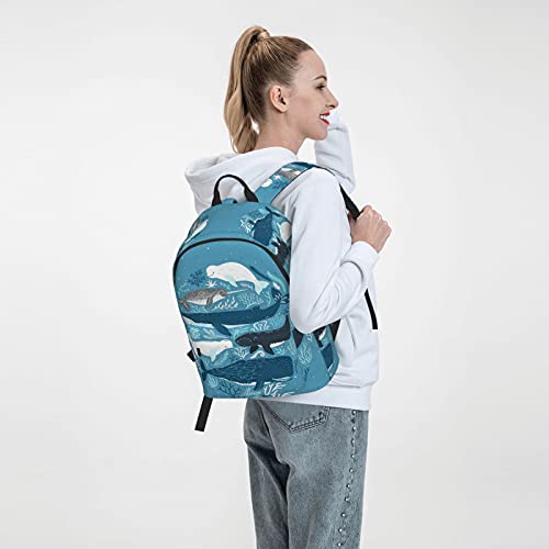 16 inch backpack Whales Laptop Backpack Full Print School Bookbag Shoulder Bag for Travel Daypack3