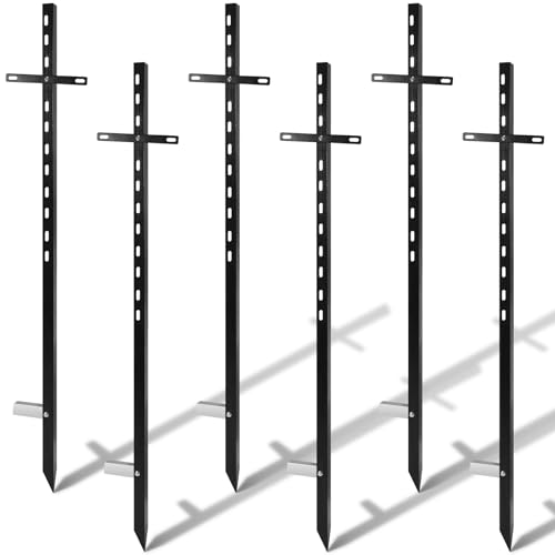 6 Pcs 46 Inch Metal Yard Sign Stakes Heavy Duty Holder Outdoor Lawn Black