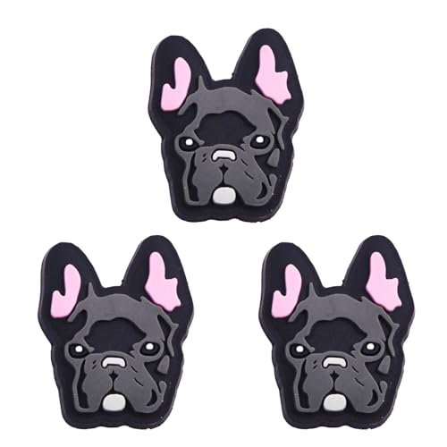 Newbloam Black Grey French Bulldog Shoe Charms;French Bulldog Dog Charms for Clog Shoes Decoration Puppy Pet Shoe Charm for Kids Adults Dog Lover, PVC Shoe Charm Accessories Decoration Gifts 4 Pcs