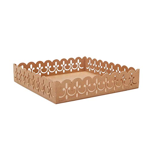 Recopilación de Garigoleado que puedes comprar esta semana. 30 Mylin Base Charola Cuadrada Grande Garigoleada De Madera Para Decorar 6cm Alto x 29.5cm Ancho
