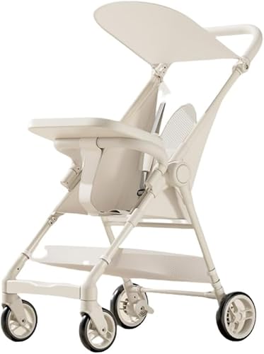 新登場ベビーカー おでかけバギー B型 折りたたみ アルミ 軽量 ハイシート (年中使える) 大型タイヤ 日よけカバベビーウォーカー 折りたたみ式 軽量ベビーカー 超軽量 スクーター ベビーカー 折りたたみ 自立式 10か月~36か月 軽量 コンパクト バギー 丸洗い可 新生児 出産お祝い (1～6歳) (ホワイト,折りたたみ+ディナープレート)
