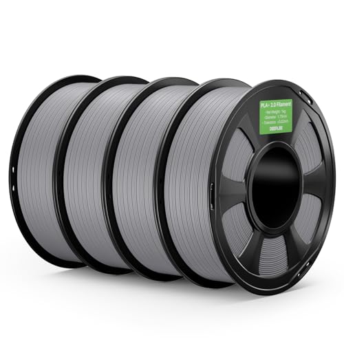 DEEPLEE PLA+ 2.0 Filament 1.75mm, Stronger Toughness 3D Printer Filament, Grey 4KG, Upgrade PLA Plus 3D Printer Filament
