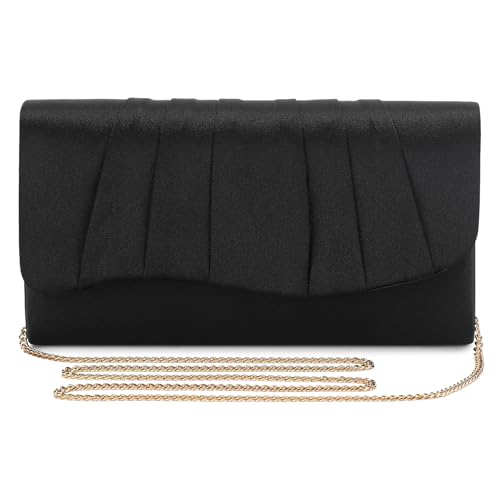 Image of UBAYMAX Clutch Purses for Women Formal, Pleated Satin Evening Bag Purse Handbags Evening Clutch for Prom Party Wedding