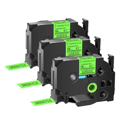 GREENCYCLE Compatible for Brother TZe-D41 18mm Fluo Green Label Maker Tape