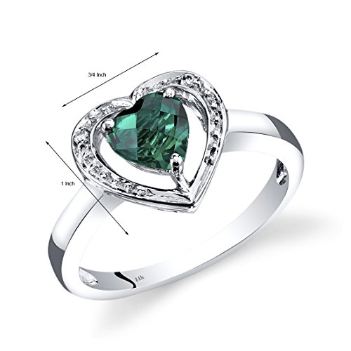 Peora Heart Shaped Created Emerald and Diamond Ring #TOP25