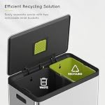EKO EcoCasa II 36L+24L Dual Trash Can with Recycle Bin, Stainless Steel Garbage Can with Lid, Deodorizer Compartment, Odor-Proof and Fingerprint Resistant - Image 4