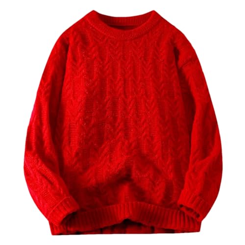 Men's Round Neck Casual Pullover Sweater Long Sleeve Thickened Comfortable Sweater