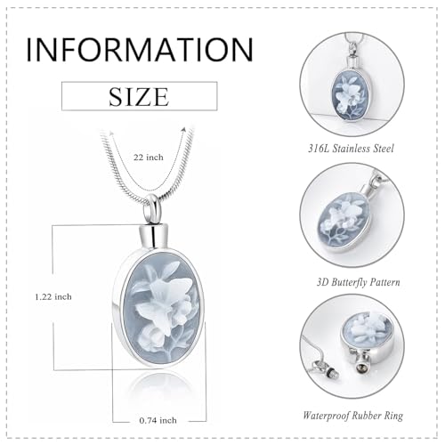 Collier urne funéraire zeqingjw, pendentif papillon ciselé en acier inoxydable - 2