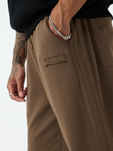 Image of The Souled Store Oversized Joggers: Men and Boys Elastic Waistband Solid Knit Cotton Blend Baggy Fit Warm Comfortable Lightweight Everyday Athleisure Joggers