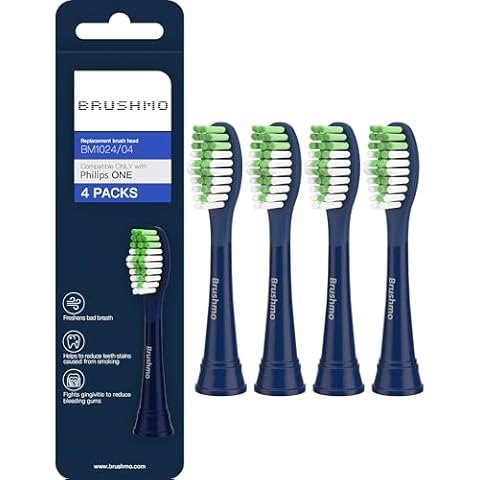 Brushmo Replacement Toothbrush Heads Compatible with Philips Sonicare One Toothbrush, for HY1100 Midnight Navy Blue HY1022/04 Brush Head (Midnight Navy Blue) 4 Pack Cover