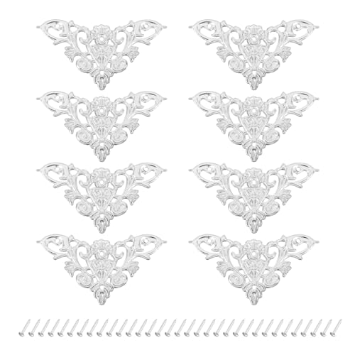 Image of uxcell Metal Corner Protector, Furniture Decorative Edge Cover, Album Corner Protectors Covers for Box Wooden Case Table Desk, 8 Pcs, 46mm White