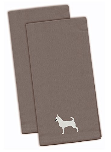 Caroline's Treasures BB3450GYTWE Chihuahua Gray Embroidered Towel Set of 2 Decorative Bathroom Guest Hand Towel for Hand, Face, Tea, Dishcloth, 19 X 25, Grey