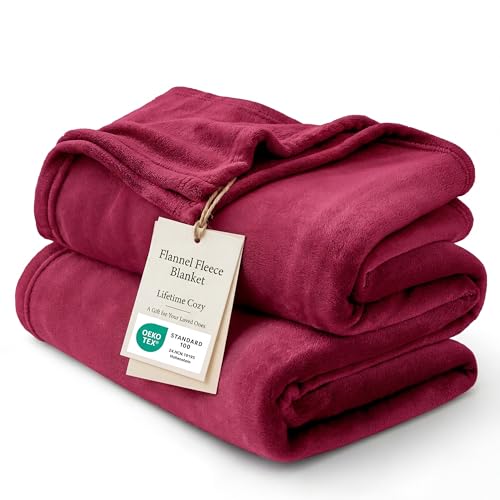 Image of Bedsure GentleSoft Fleece Throw XL Blanket Red - 300GSM Soft Lightweight Plush Cozy Blankets for Bed, Sofa, Couch, Travel, Camping, 50x70 inches