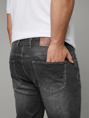 Image of Urbano Plus Men's Relaxed Fit Washed Denim Jeans Non-Stretchable