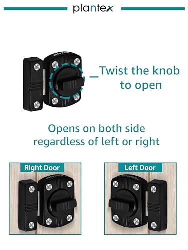 Image of Plantex Door Latch Lock for Door / /Heavy Duty Zinc Baby Latch for Bathroom /Door Stopper /Latch Lock for Main Door /Baby Latch -Pack of 1 (Black)