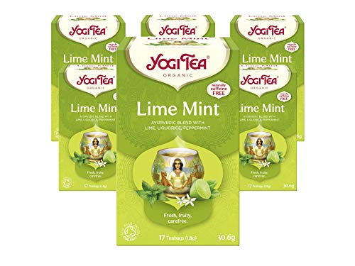 Yogi Tea, Lime Mint, Organic Herbal Tea, Naturally Caffeine Free, Blend of Lime, Liquorice and Peppermint, 6 Packs x 17 Tea Bags (102 Teabags Total)