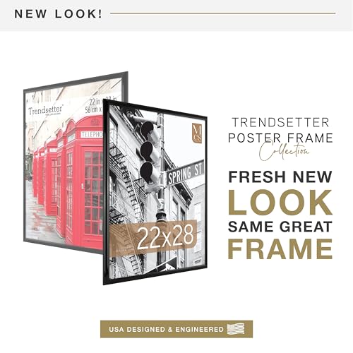 MCS Trendsetter 22x28 Poster Frame Black High-Gloss, Vertical & Horizontal Wall Hanging Large Picture Frame for Photos, Posters & Art Prints (2-Pack)