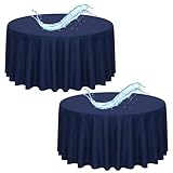 Paquete de 2 manteles redondos de poliéster impermeable para mesas redondas, resistentes a las manchas y a las arrugas, de tela lavable, para fiestas, bodas, cenas, 229 cm, color azul marino