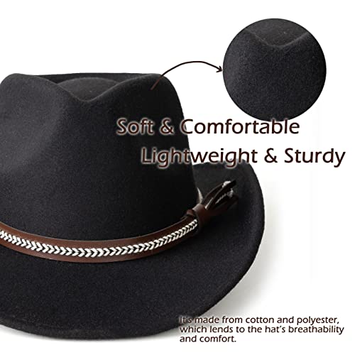 Image of Men & Women Classic Wide Brim Western Cowboy Cowgirl Hat | Classic Knit Band, Western Style, Lightweight, Adjustable Strap Inside, Interior Sweatband, Cowboy Costumes Accessories