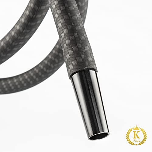K King’z® Shisha Schlauch Carbon, 4 Teilig Schwarz incl. Aluminium Mundstück + Endstück und Knickschutzfeder | Shisha… – Bild 5