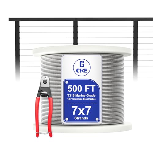 Cuerda de alambre de acero T316 de 1/8 para barandillas de cable exterior duraderas